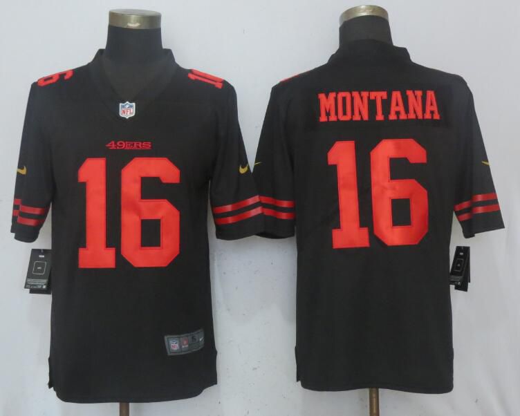 Men San Francisco 49ers #16 Montana Black Vapor Untouchable Limited Player Nike NFL Jerseys->san francisco 49ers->NFL Jersey